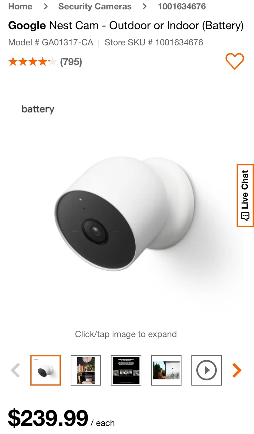 Google Nest Cam Outdoor or Indoor (Battery)