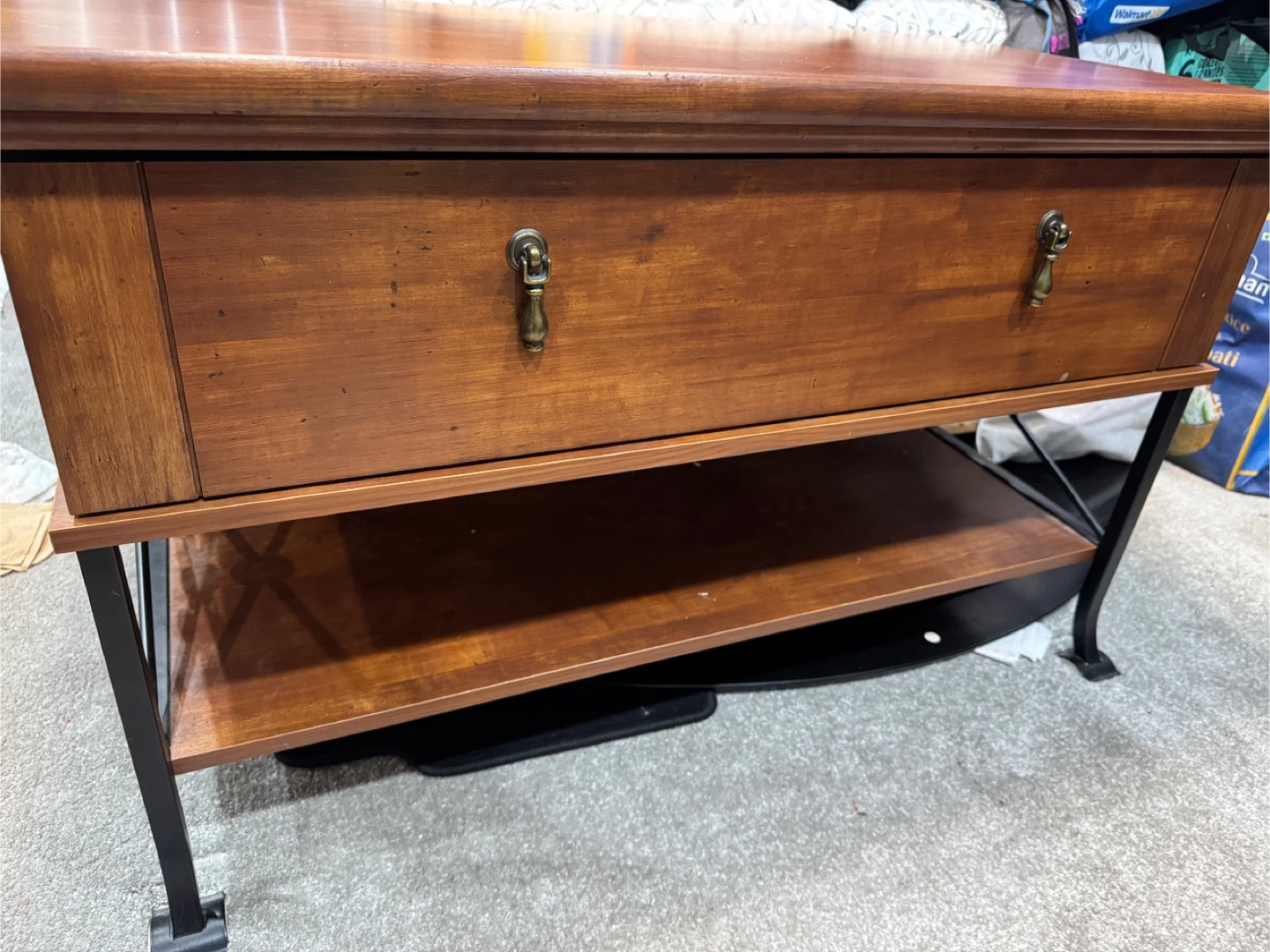 Wood Console Table with Drawer and Shelf - photo 2