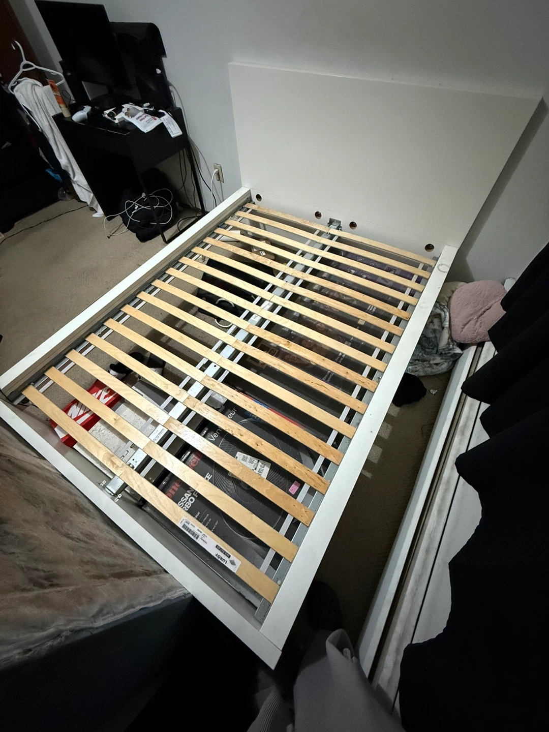 White Twin Bed Frame with Slats - photo 2