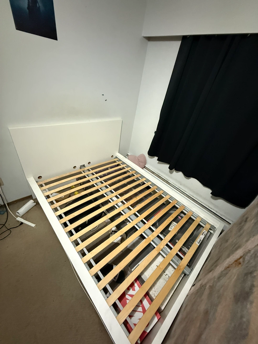White Twin Bed Frame with Slats