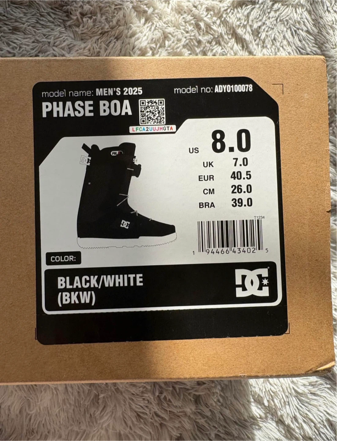 DC Phase Boa Snowboard Boots - Men's 8.0 - Black/White - photo 3
