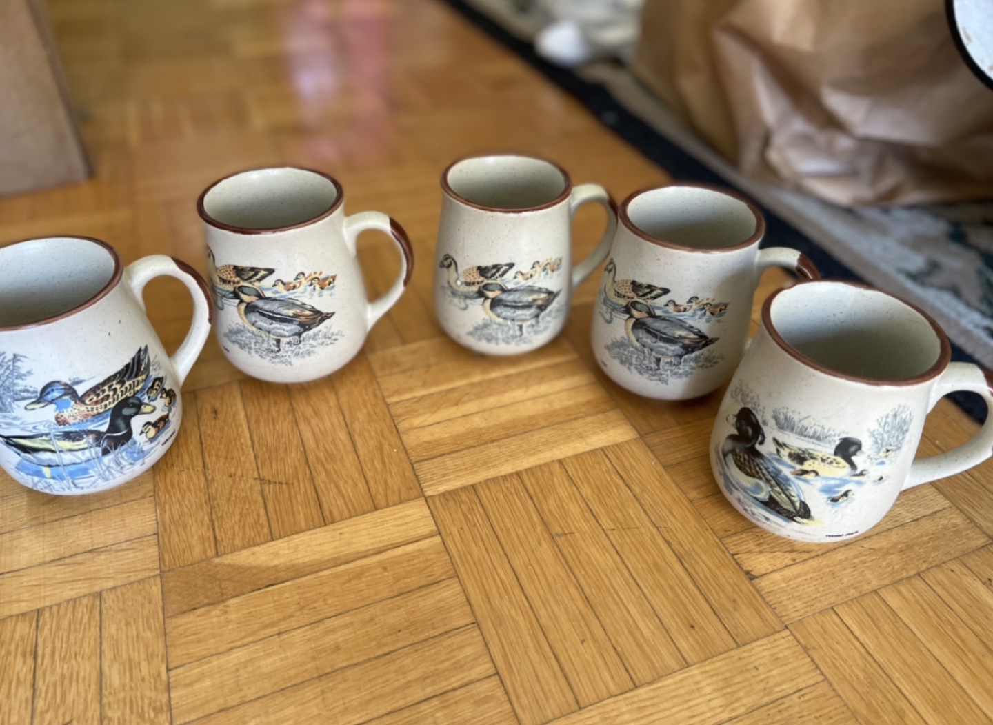Set of 5 Vintage Duck Mugs