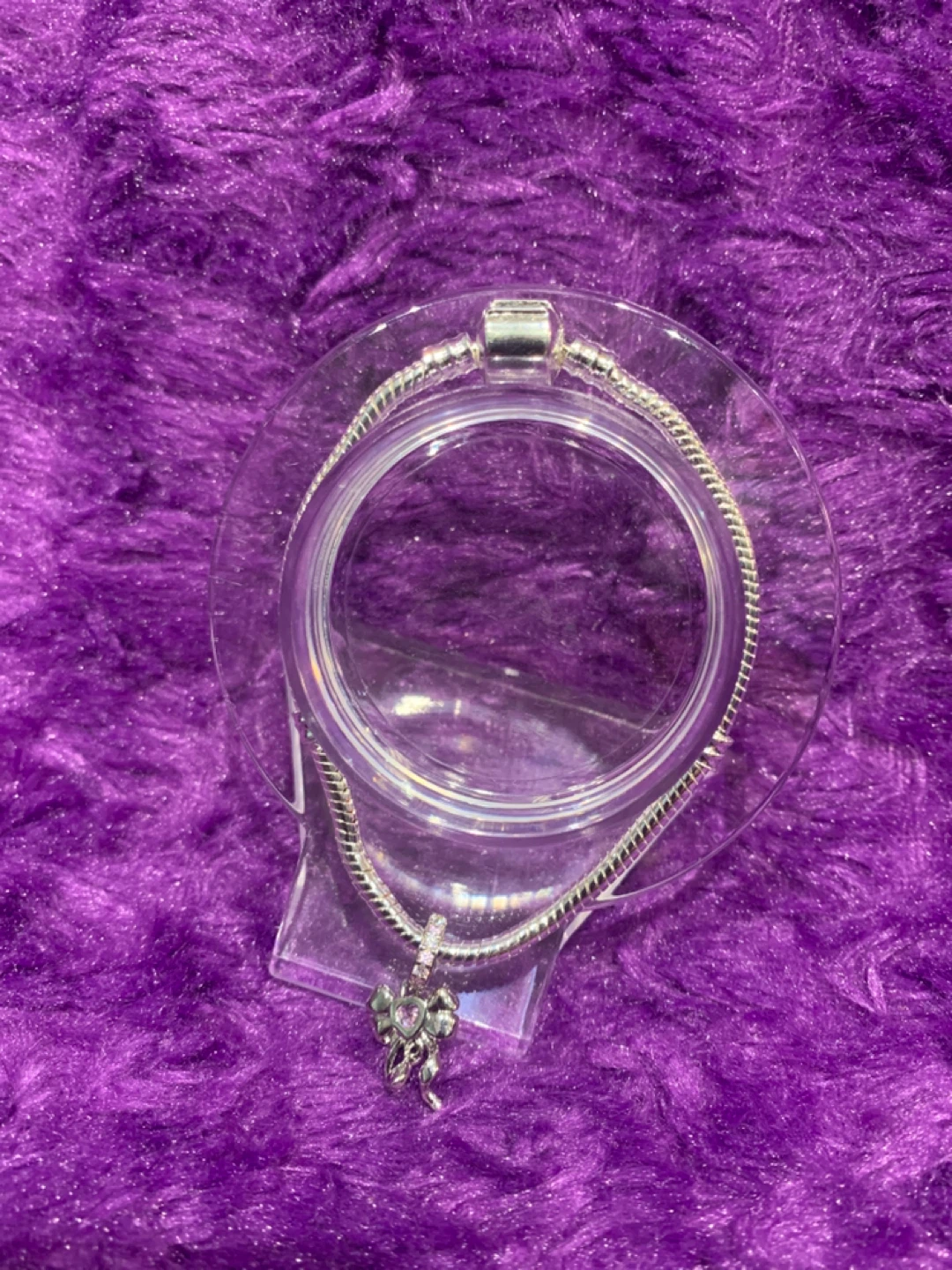 Silver S925 Bracelet with Silver Pink Heart Charm
