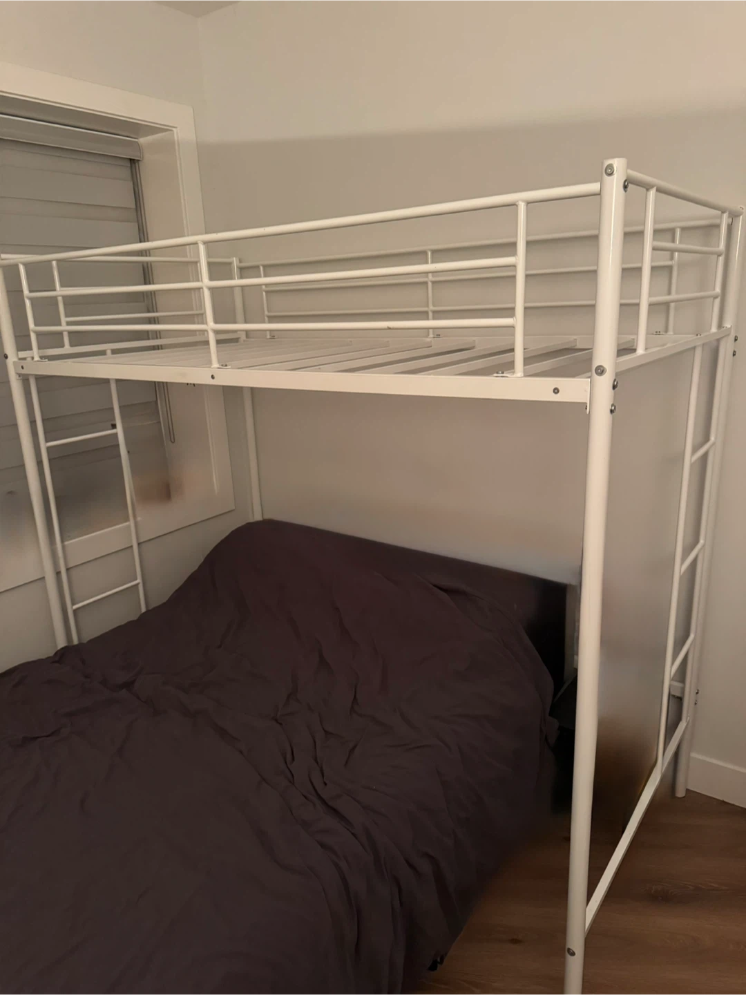 White Premium Metal Twin Loft Bed for Kids
