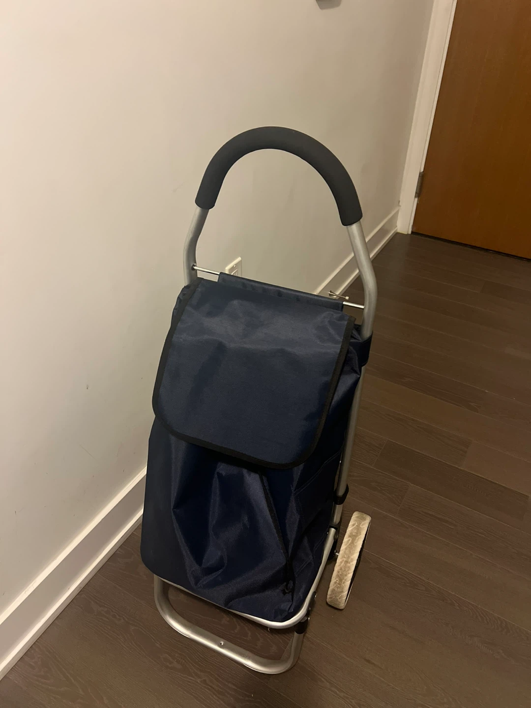 Navy Blue Rolling Shopping Cart