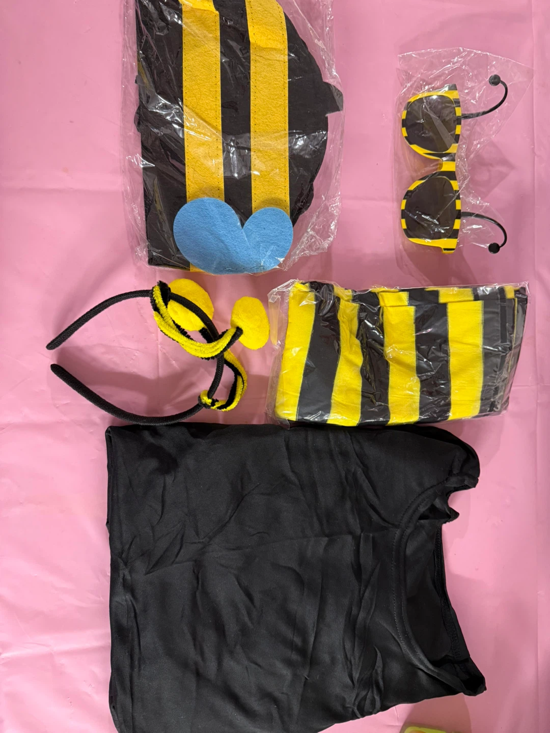 Bee Costume Set with Wings, Headband, Sunglasses, and Shirt