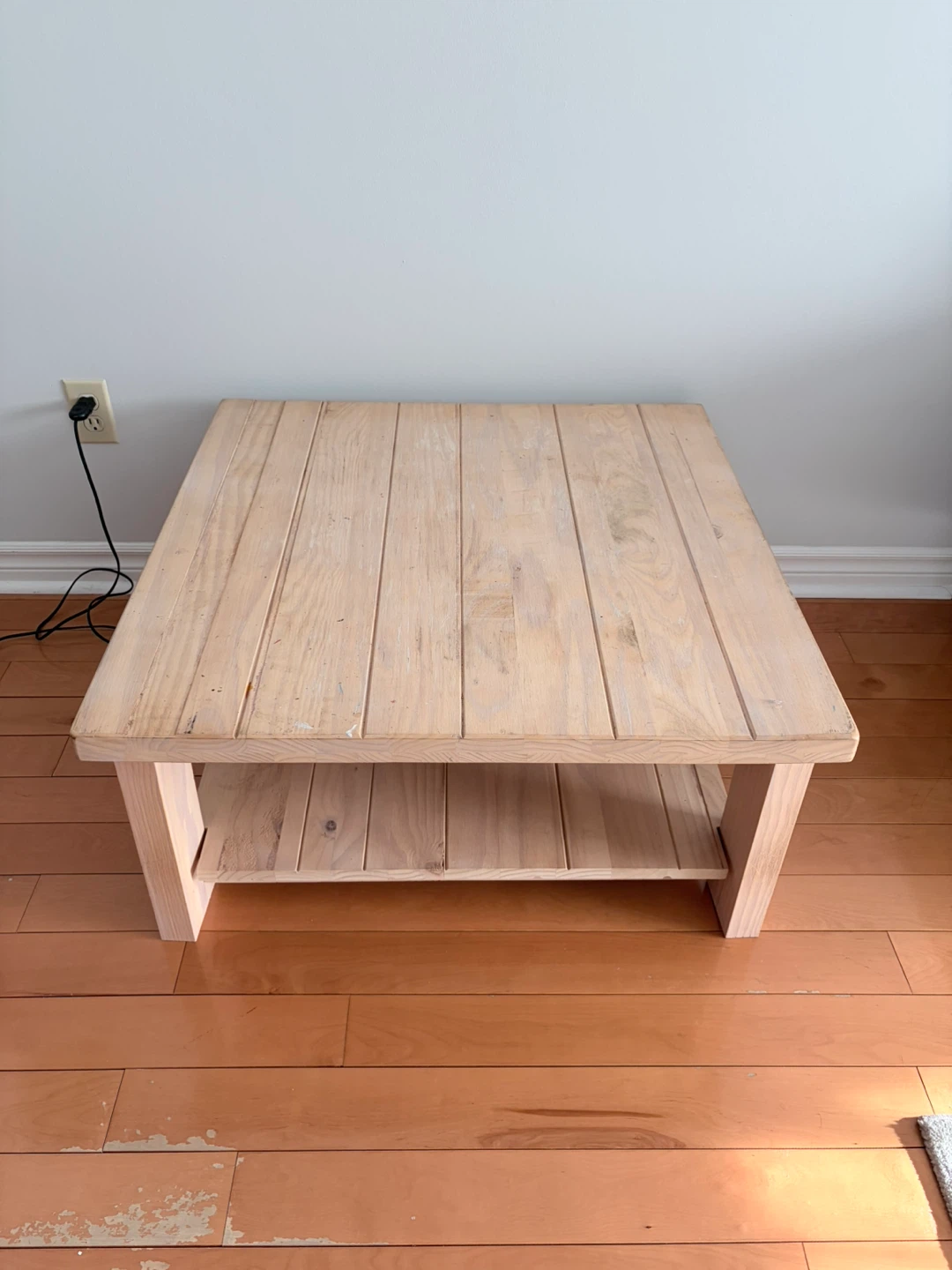 Square Wood Coffee Table with Shelf