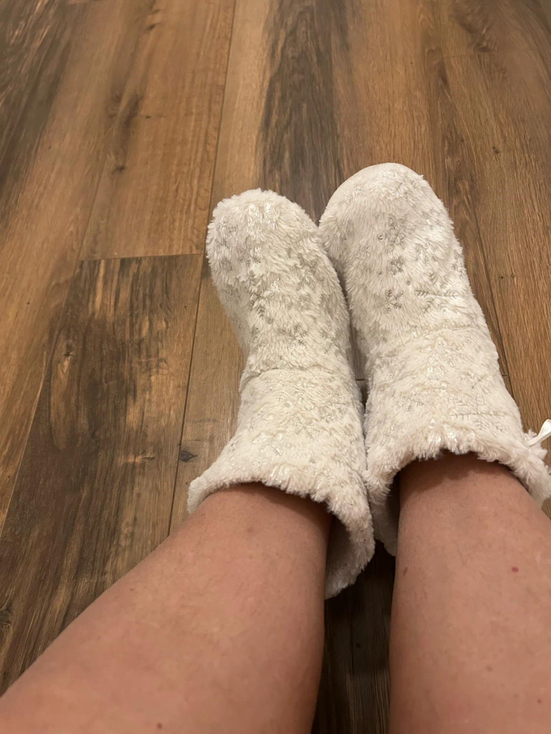 White Fuzzy Slippers with Sparkles - photo 3