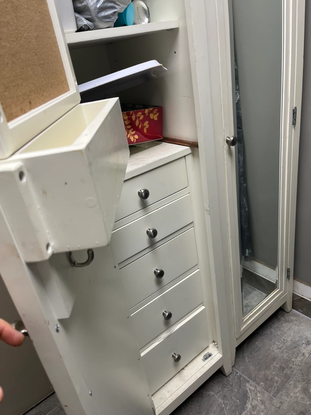 White Armoire with Mirror Doors and Drawers