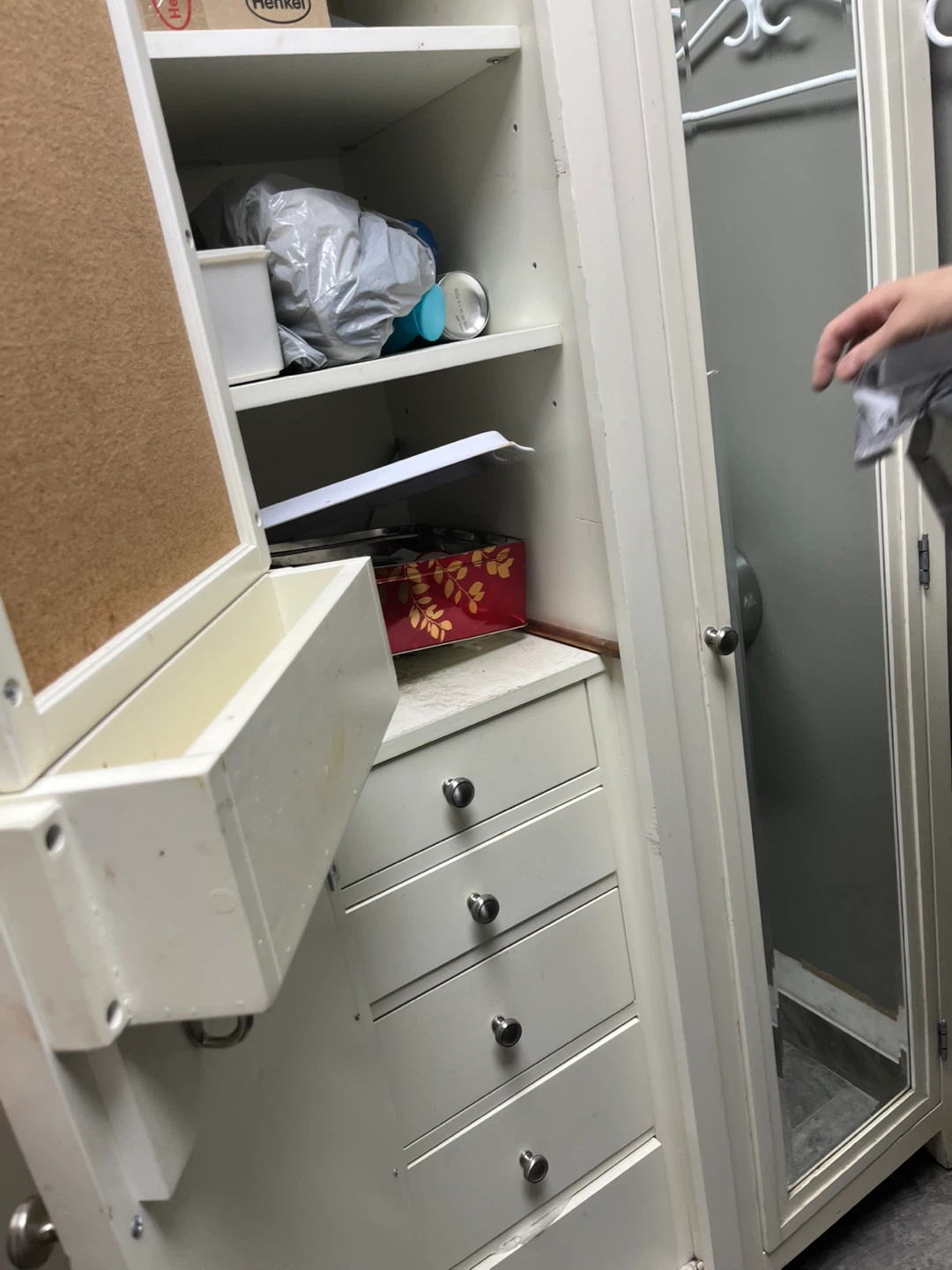 White Armoire with Mirror Doors and Drawers - photo 2
