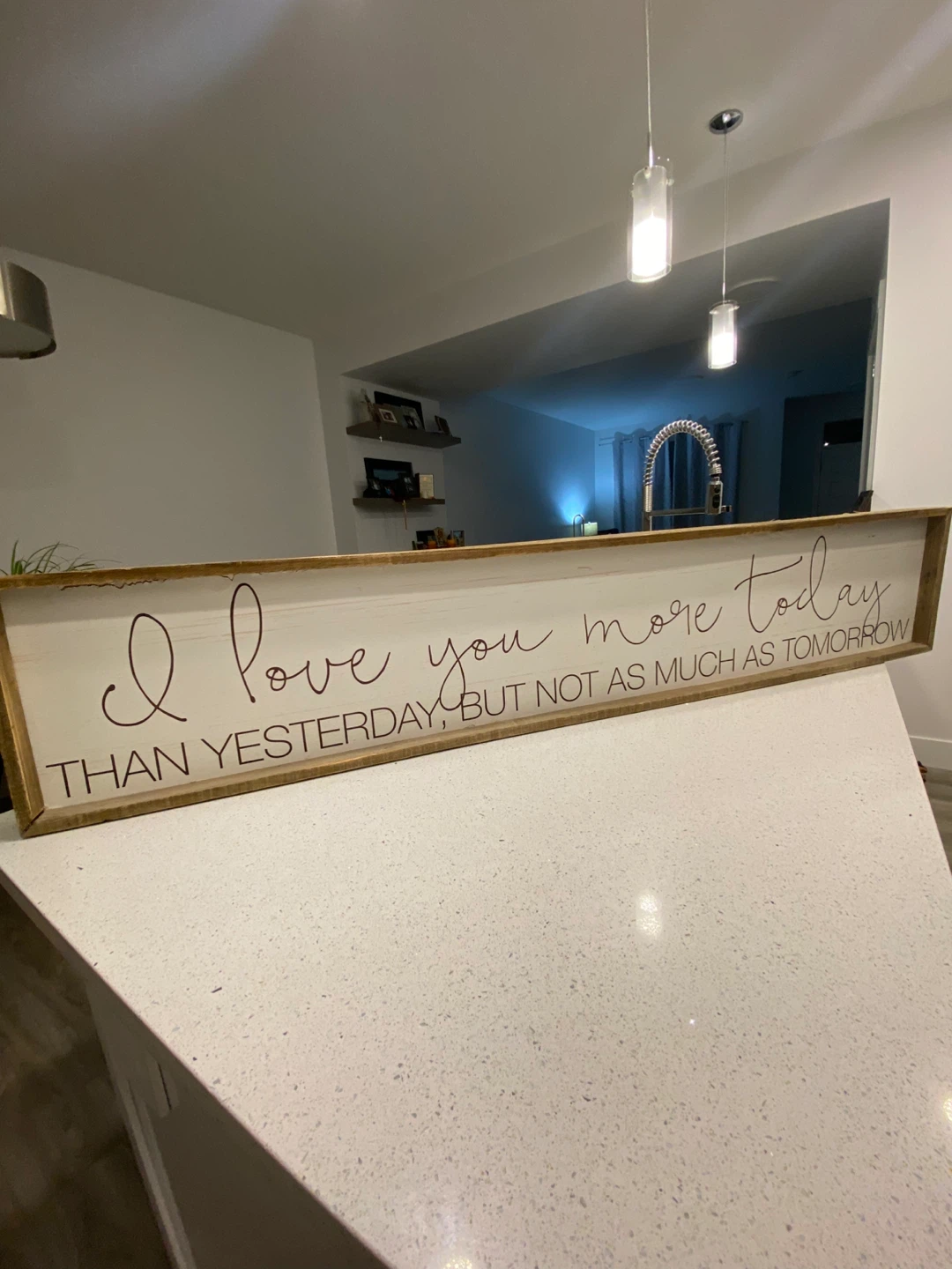 Wooden Framed "I love you more today" Wall Art