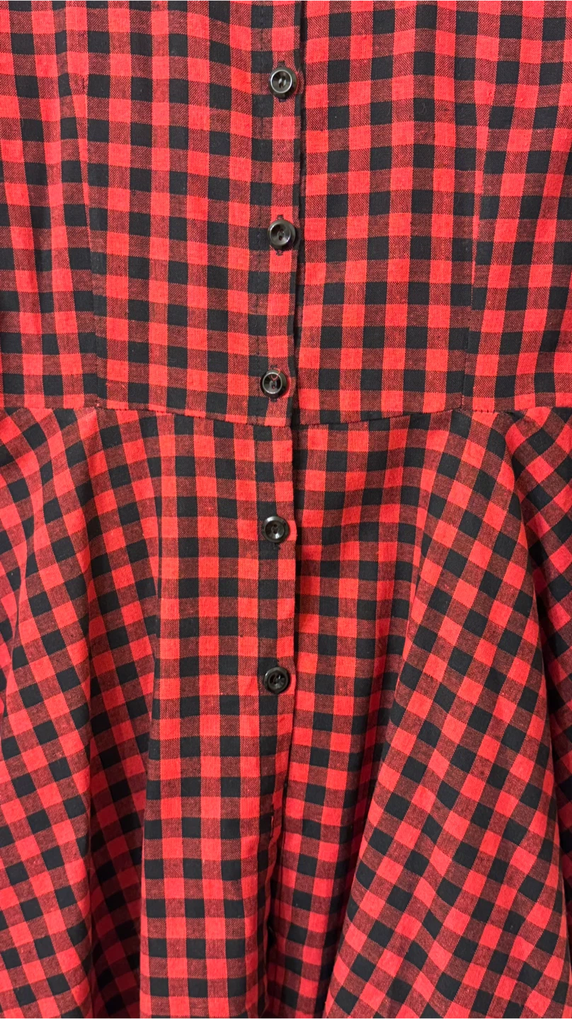 Red and Black Gingham Button-Up Dress (size M) - photo 4