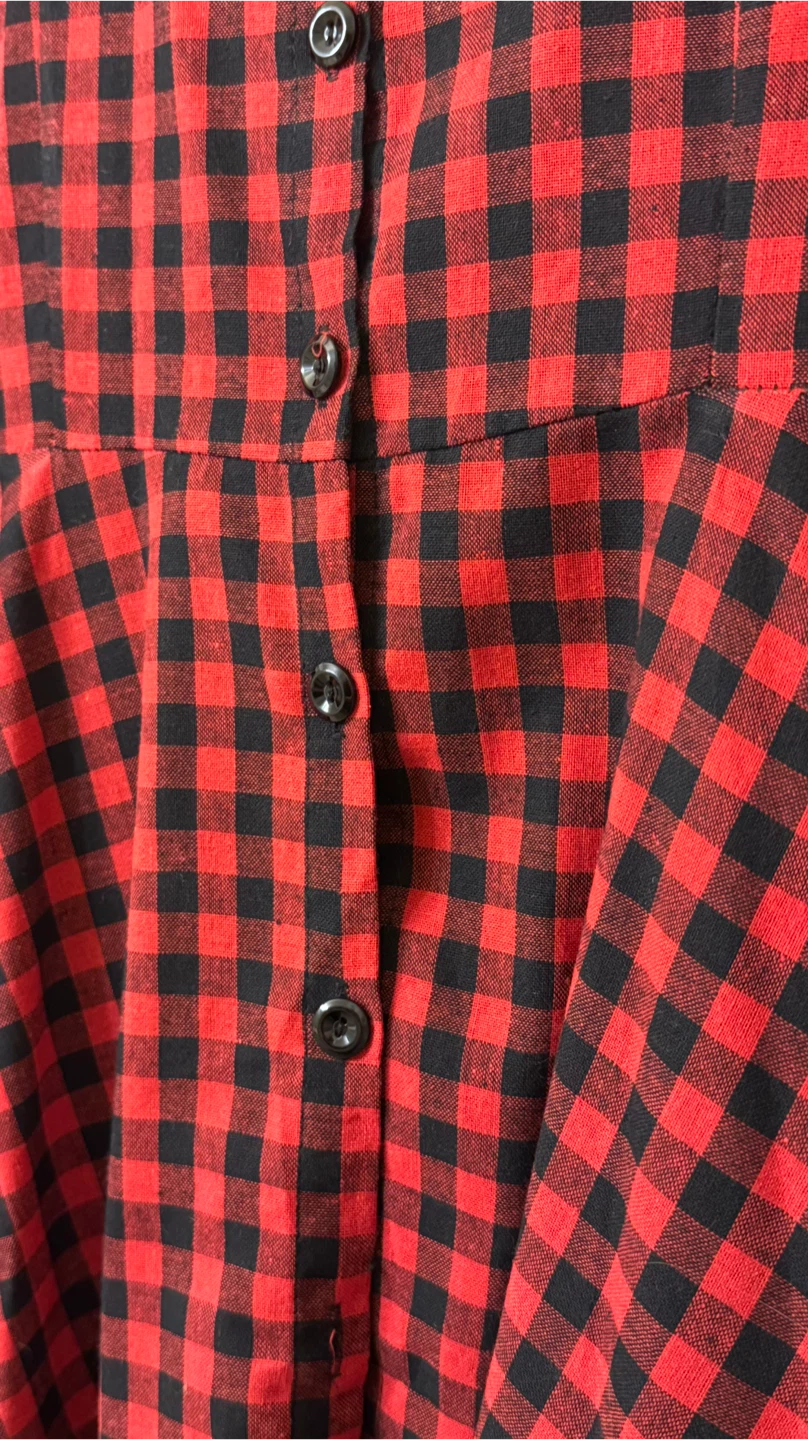 Red and Black Gingham Button-Up Dress (size M) - photo 5