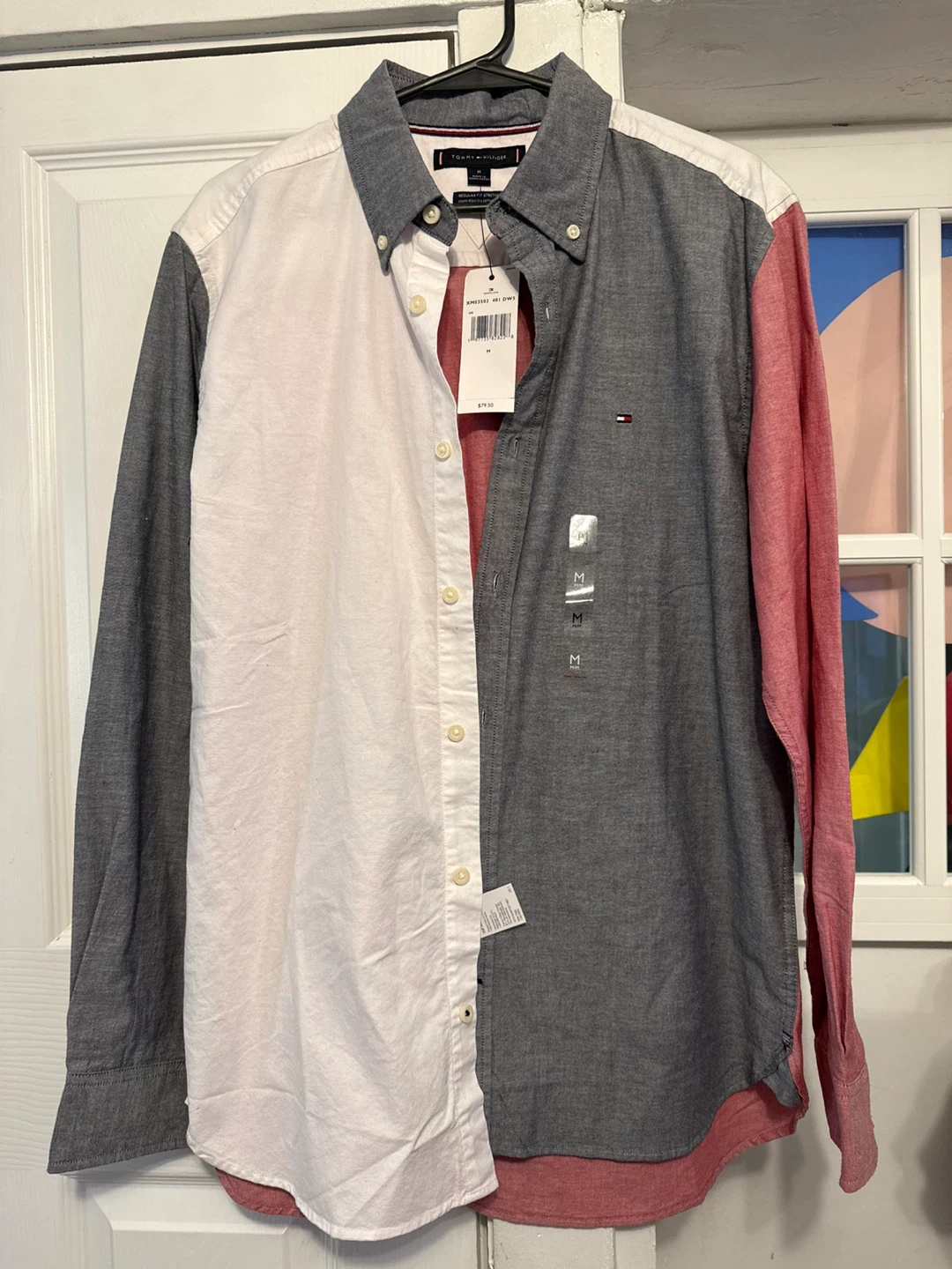 Tommy Hilfiger Men's Color Block Button Down Shirt Size M