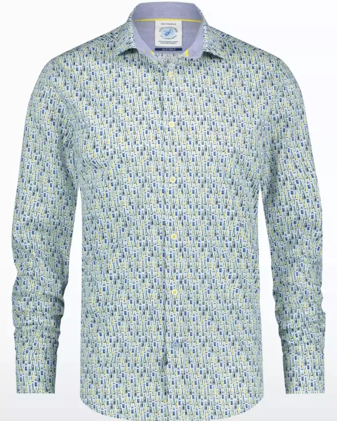 A Fish Named Fred Men's Button-Up Shirt - Bottle Print - XL
