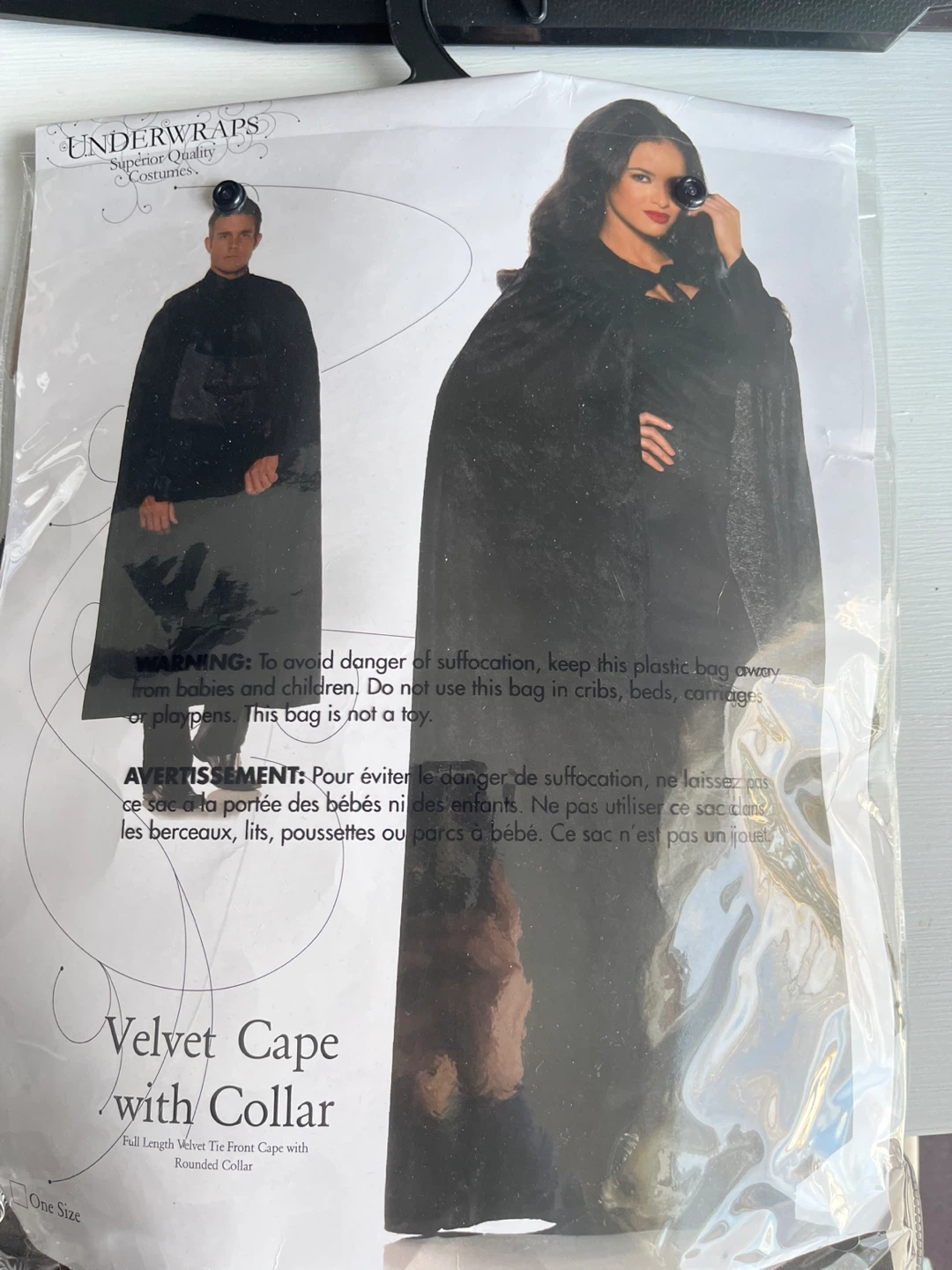 UNDERWRAPS Velvet Cape with Collar Costume - One Size