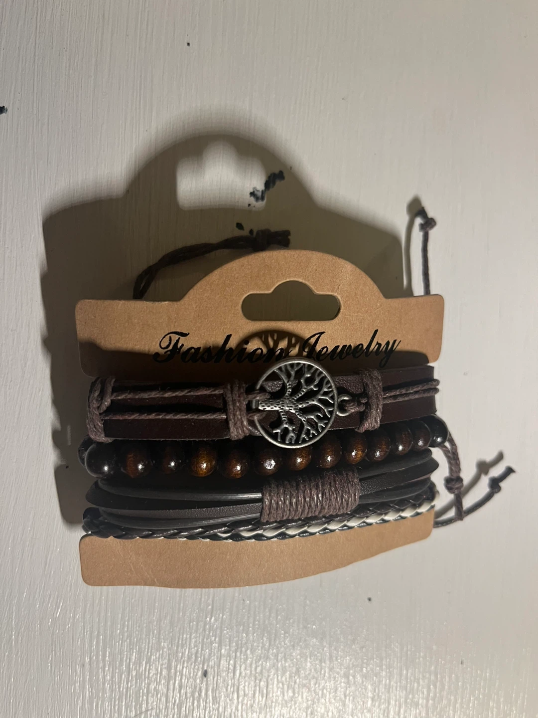 Aldo Leather and Wood Beaded Bracelet Set
