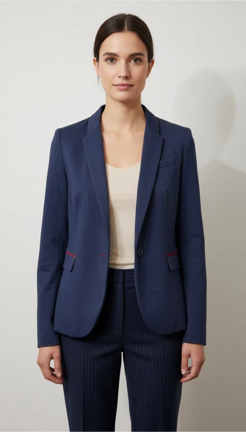 Reserved Navy Blazer with Red Elbow Patches, size M/38