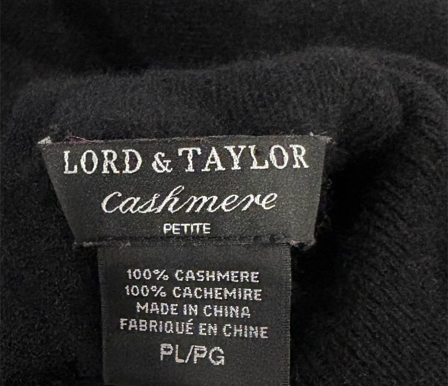 Lord & Taylor Black 100% Cashmere Petite Turtleneck Sweater