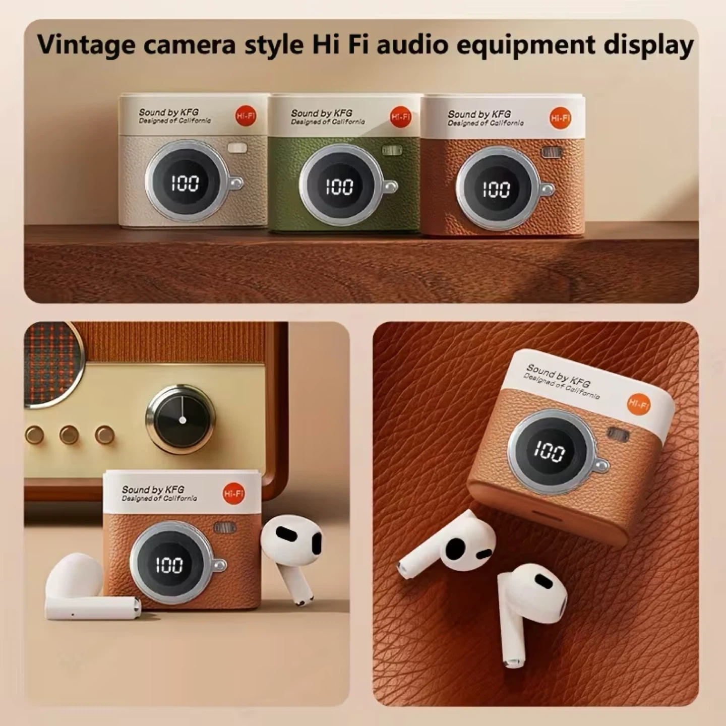 KFG True Wireless Earbuds - Brown Retro Camera Design - photo 4