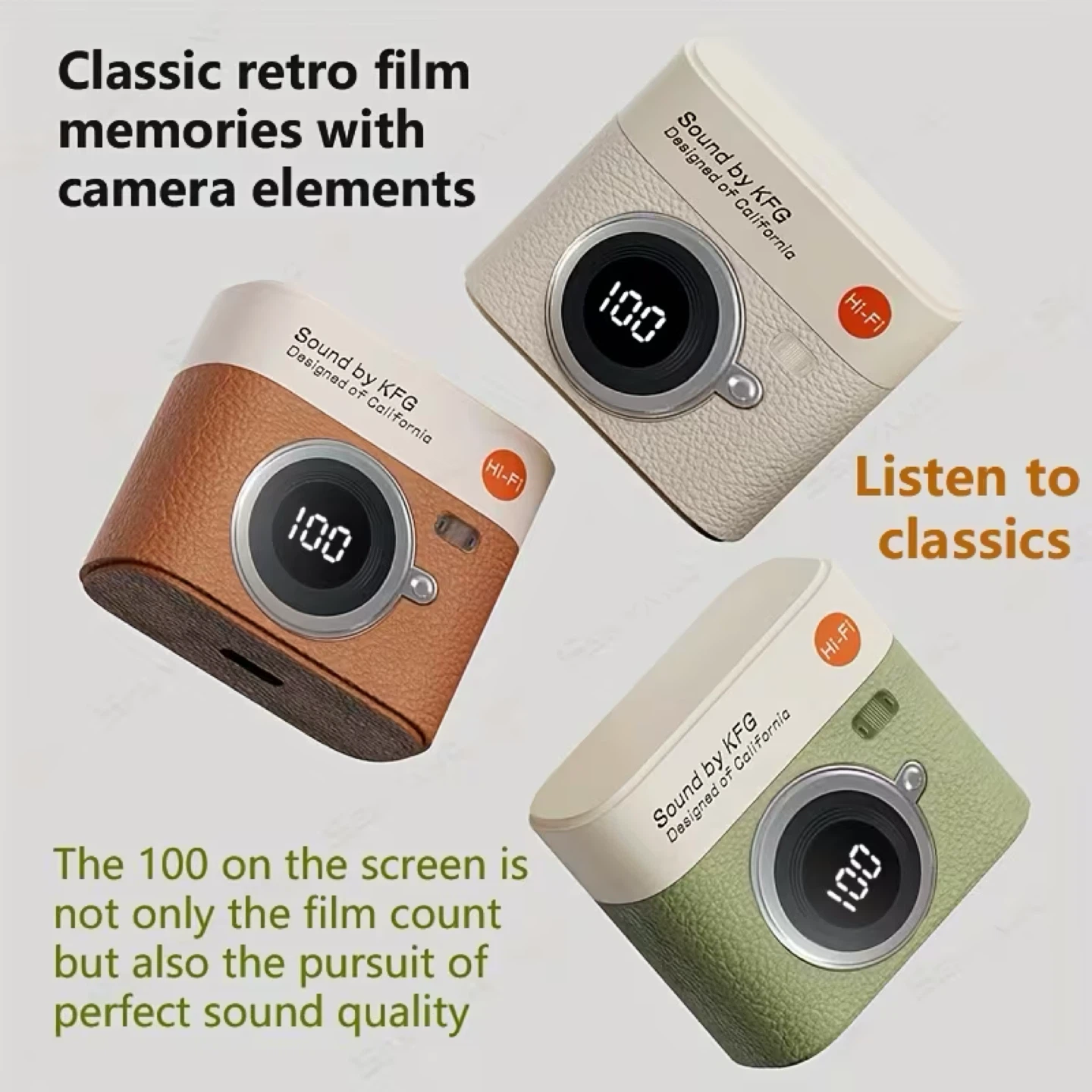 KFG True Wireless Earbuds - Brown Retro Camera Design - photo 3
