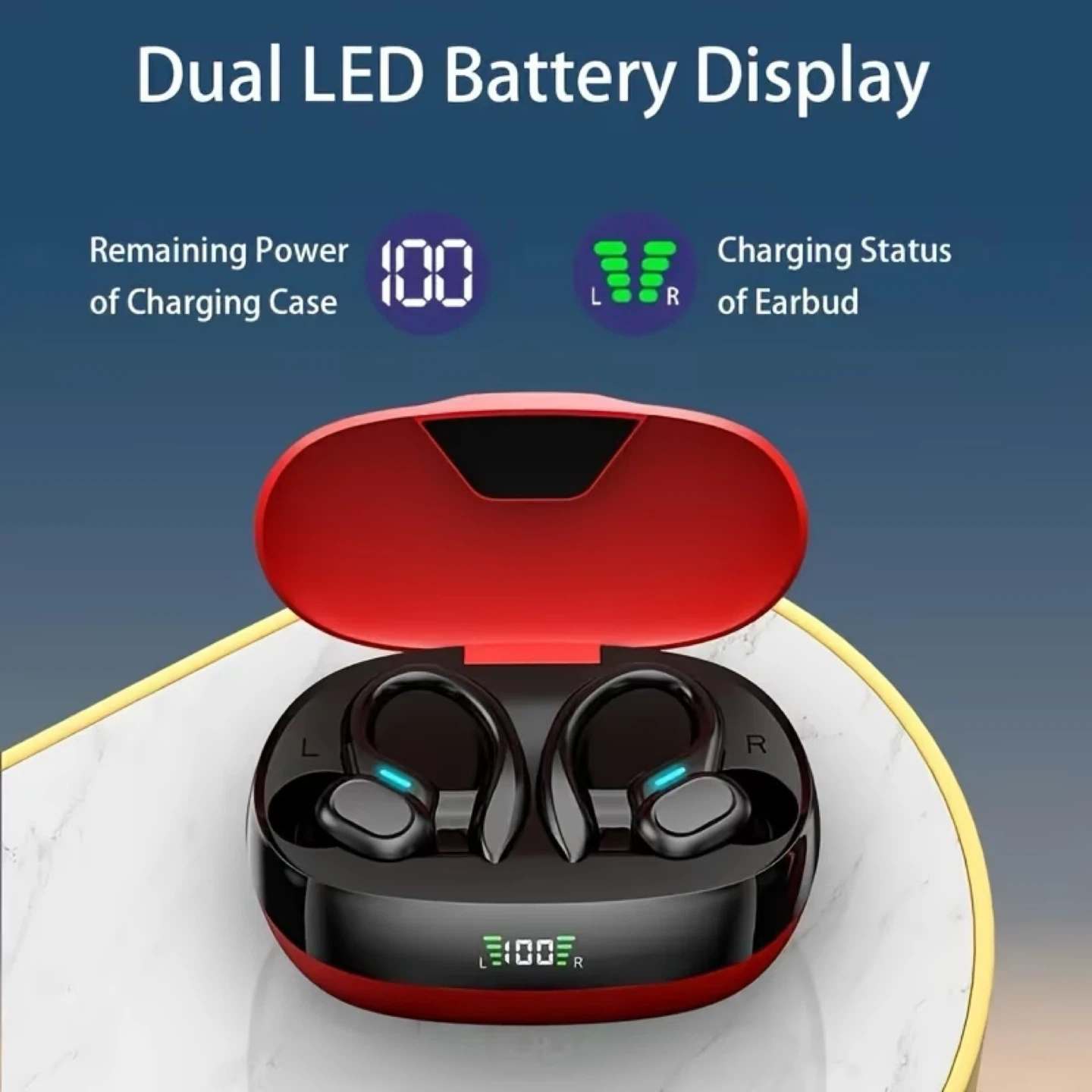 Red Wireless Earbuds with Charging Case - photo 3