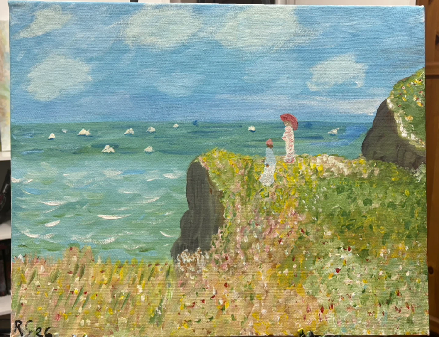 Canvas Painting of Women by the Sea