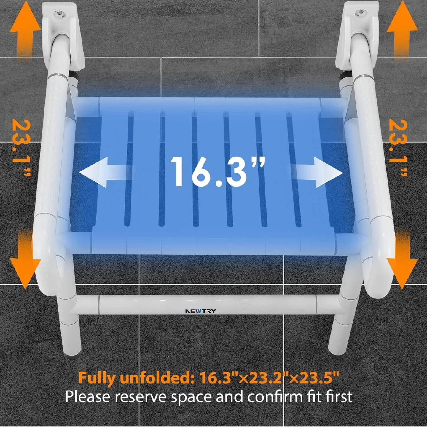 Folding Shower Seat, 18.3 Wall Mounted - photo 2