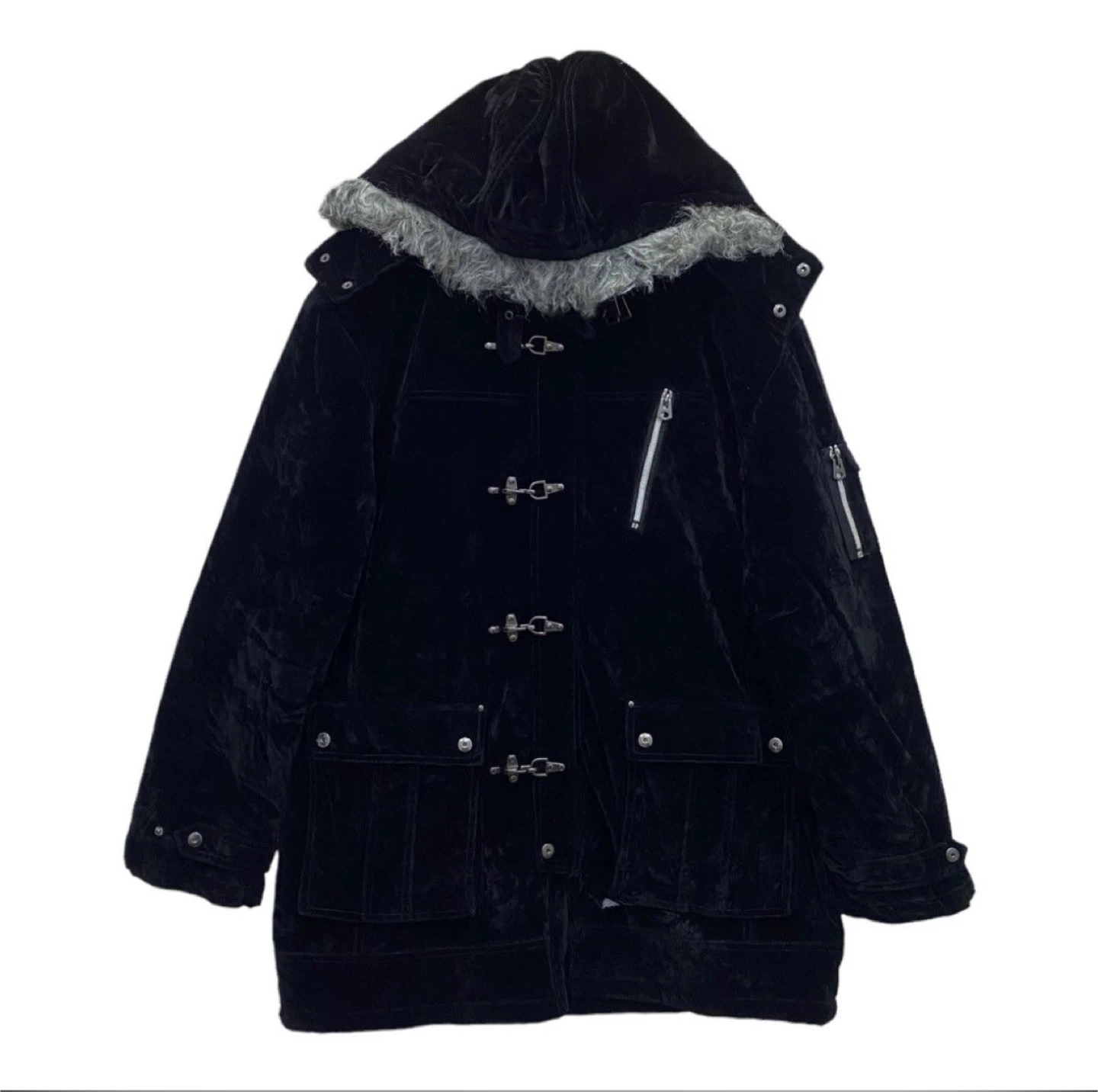 DIAGONAL ARROW MULTI POCKET PARKA VELVET JACKET