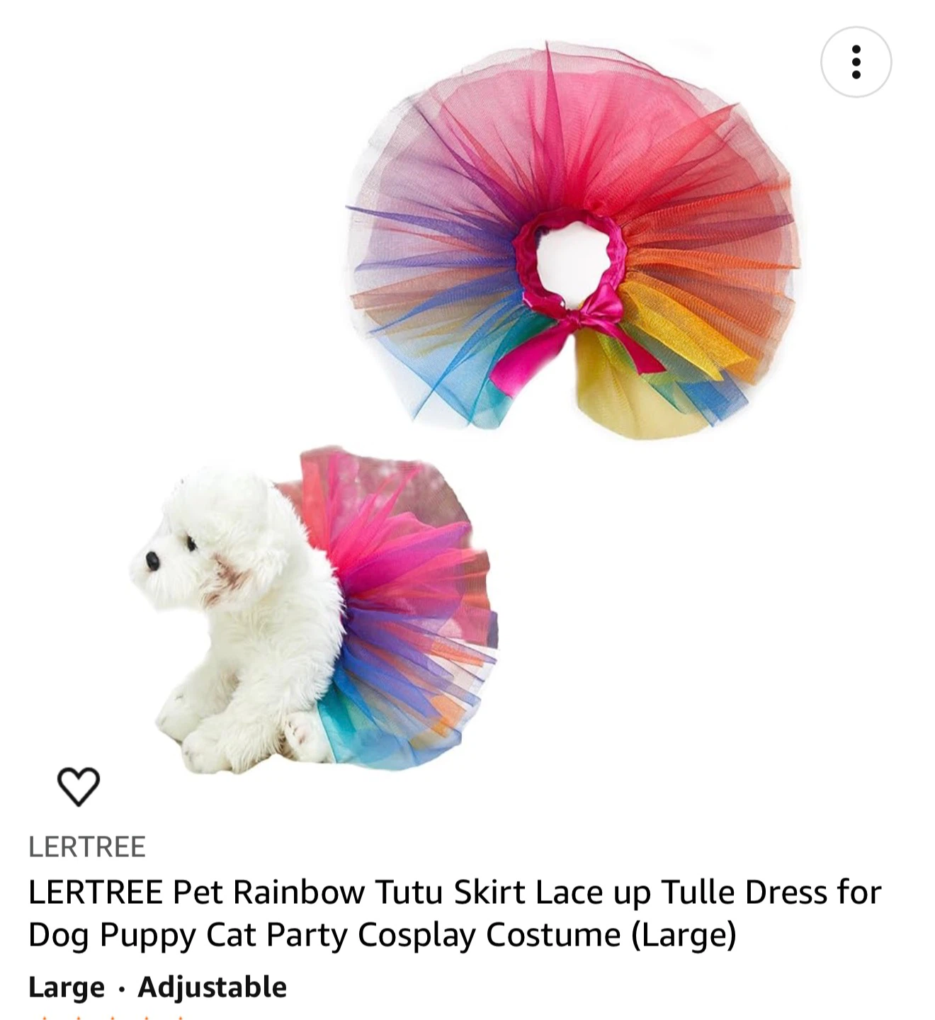 Pet Rainbow Tutu Skirt Large