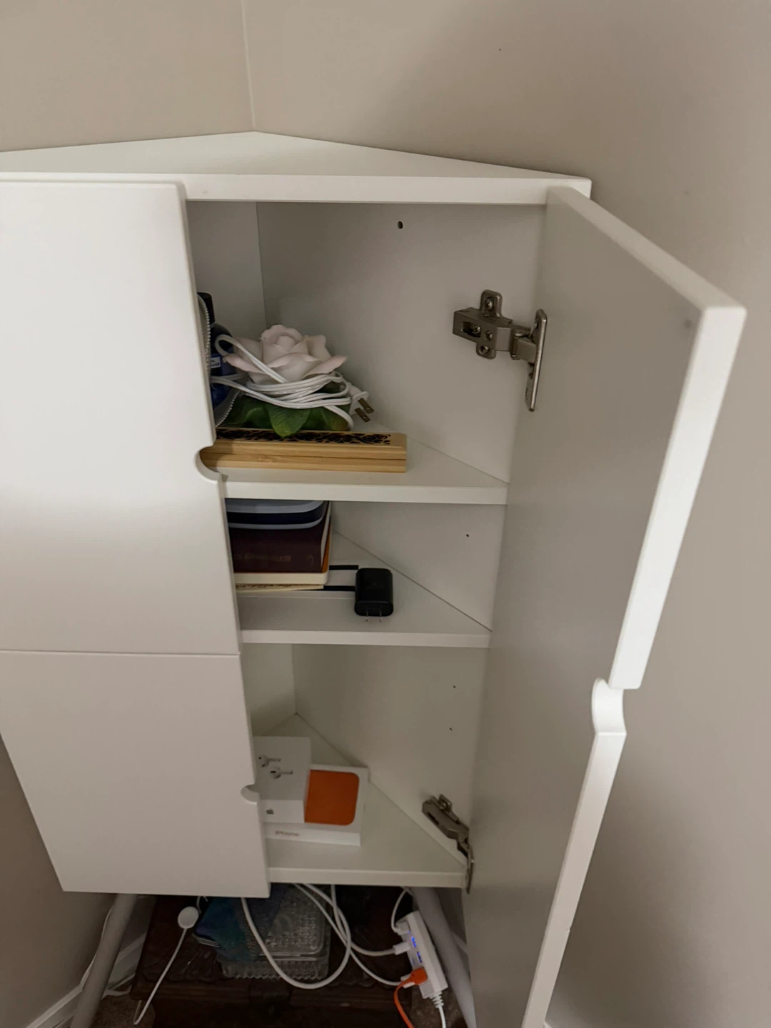 White Corner Cabinet with Doors - photo 2