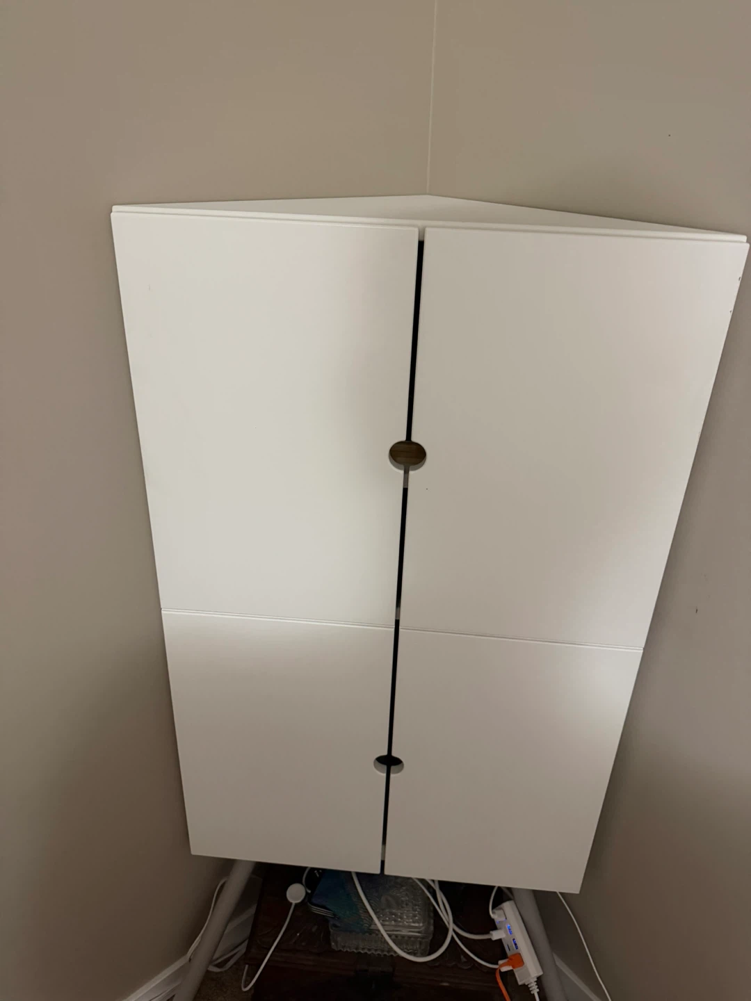 White Corner Cabinet with Doors