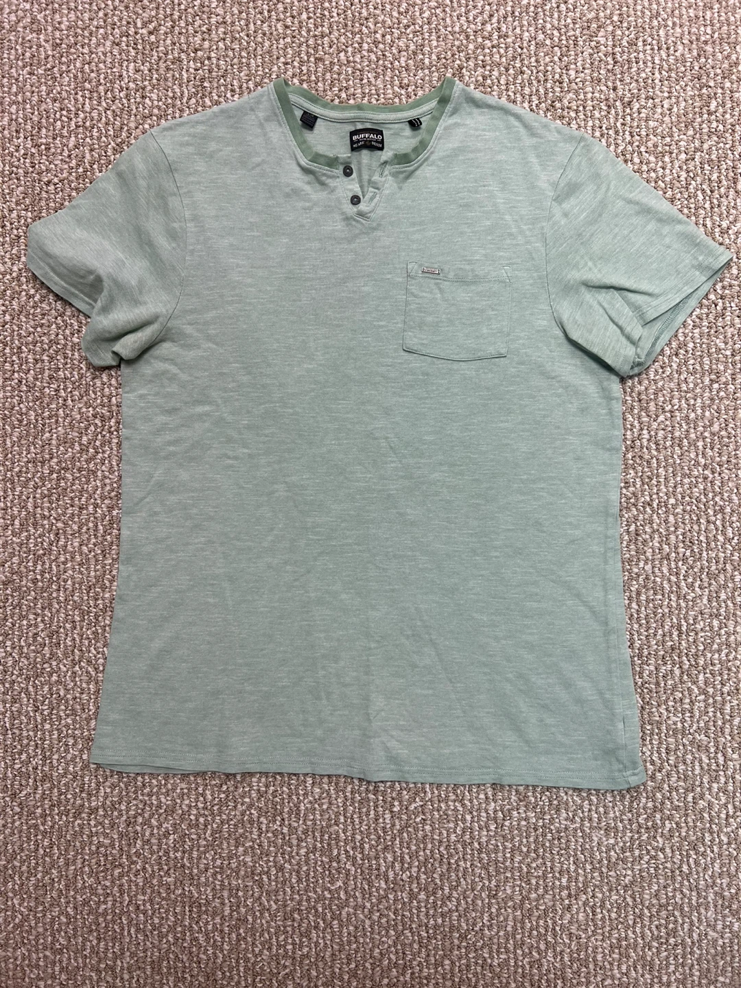 Buffalo David Bitton Men's Sz L Green Henley Shirt