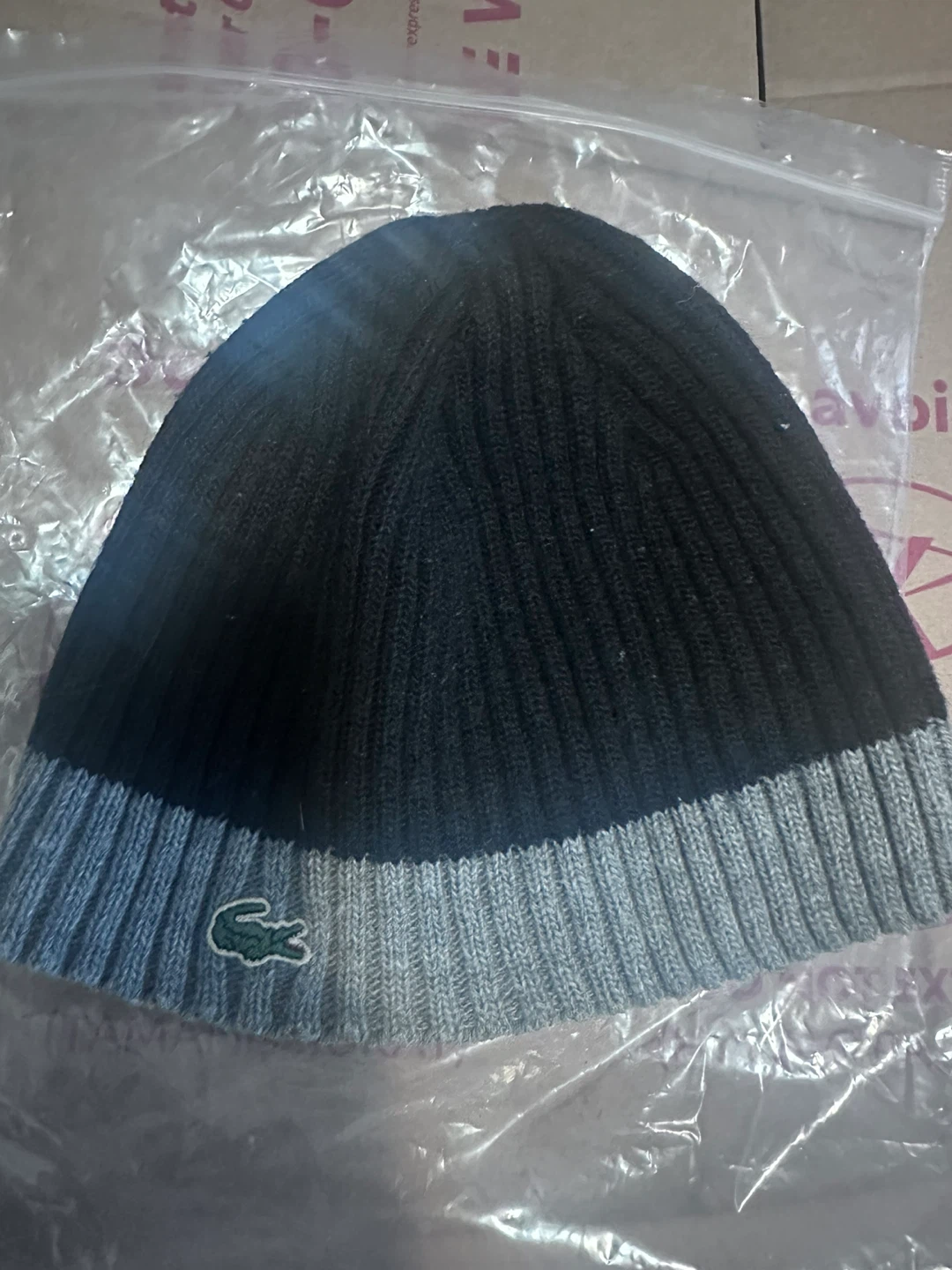 Lacoste Beanie Hat - Black & Grey KIDS AGE 3-6