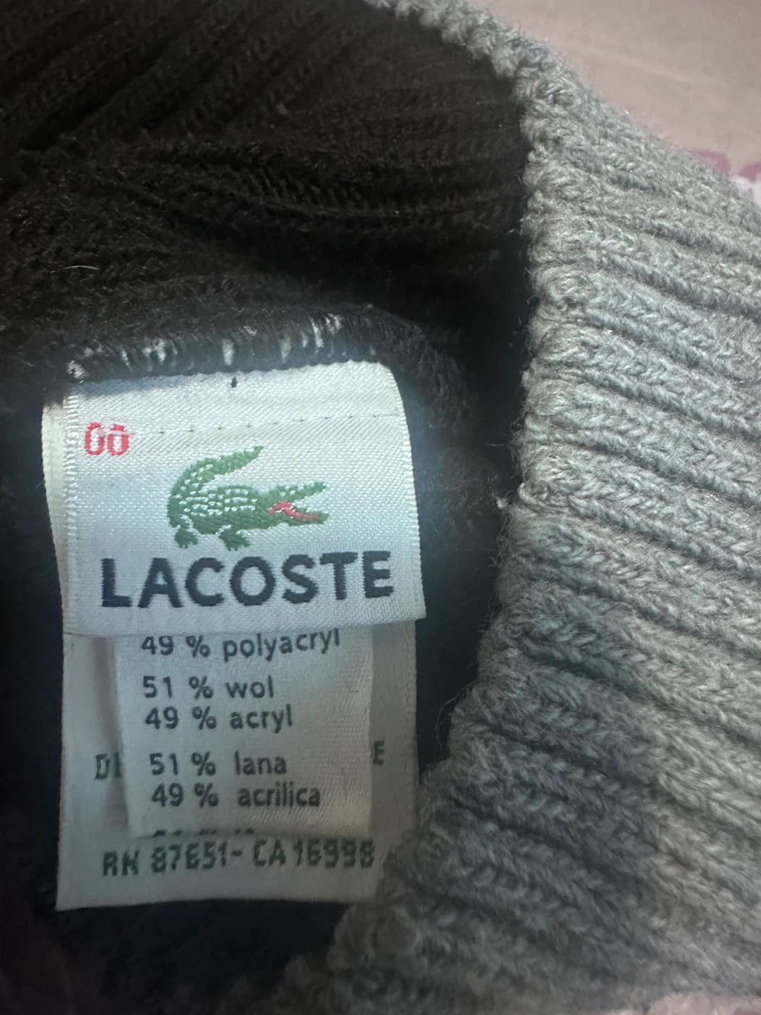 Lacoste Beanie Hat - Black & Grey KIDS AGE 3-6 - photo 4