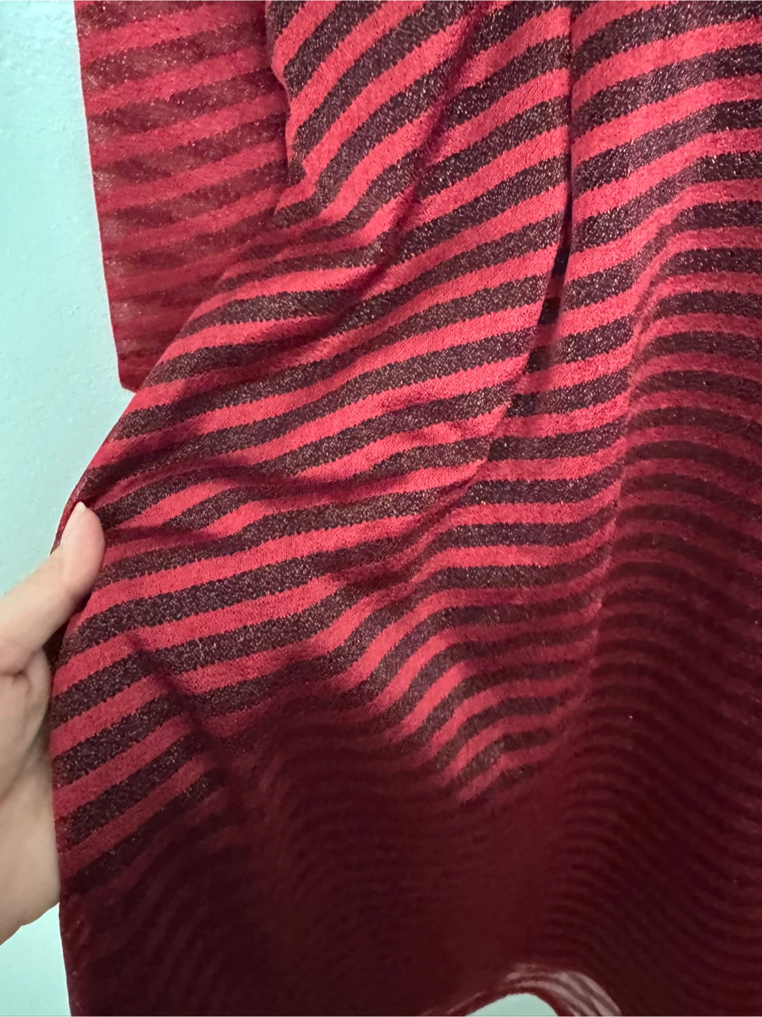 Red and Black Striped Dress with Floral Bodice - photo 3