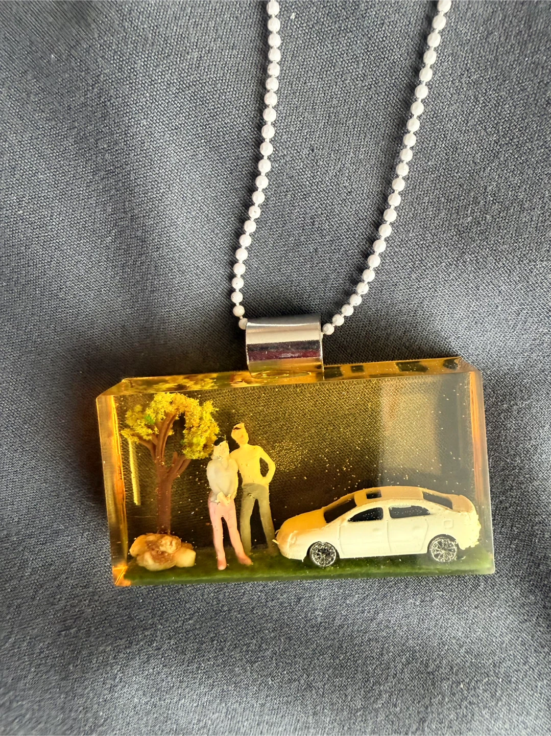 Resin Pendant Necklace with Miniature Scene🏆