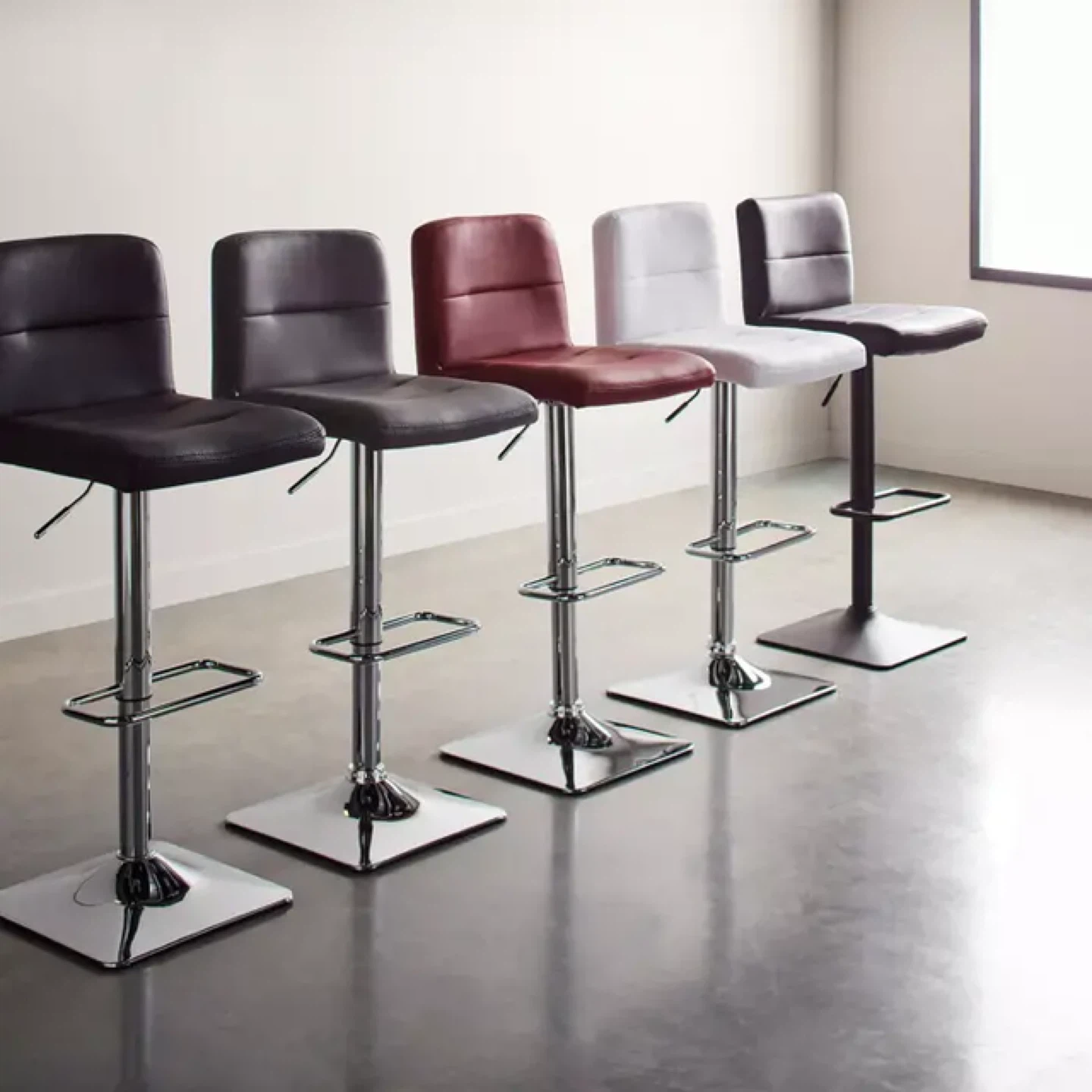Two Brand New Adjustable Bar Stools - Dark Red - photo 4
