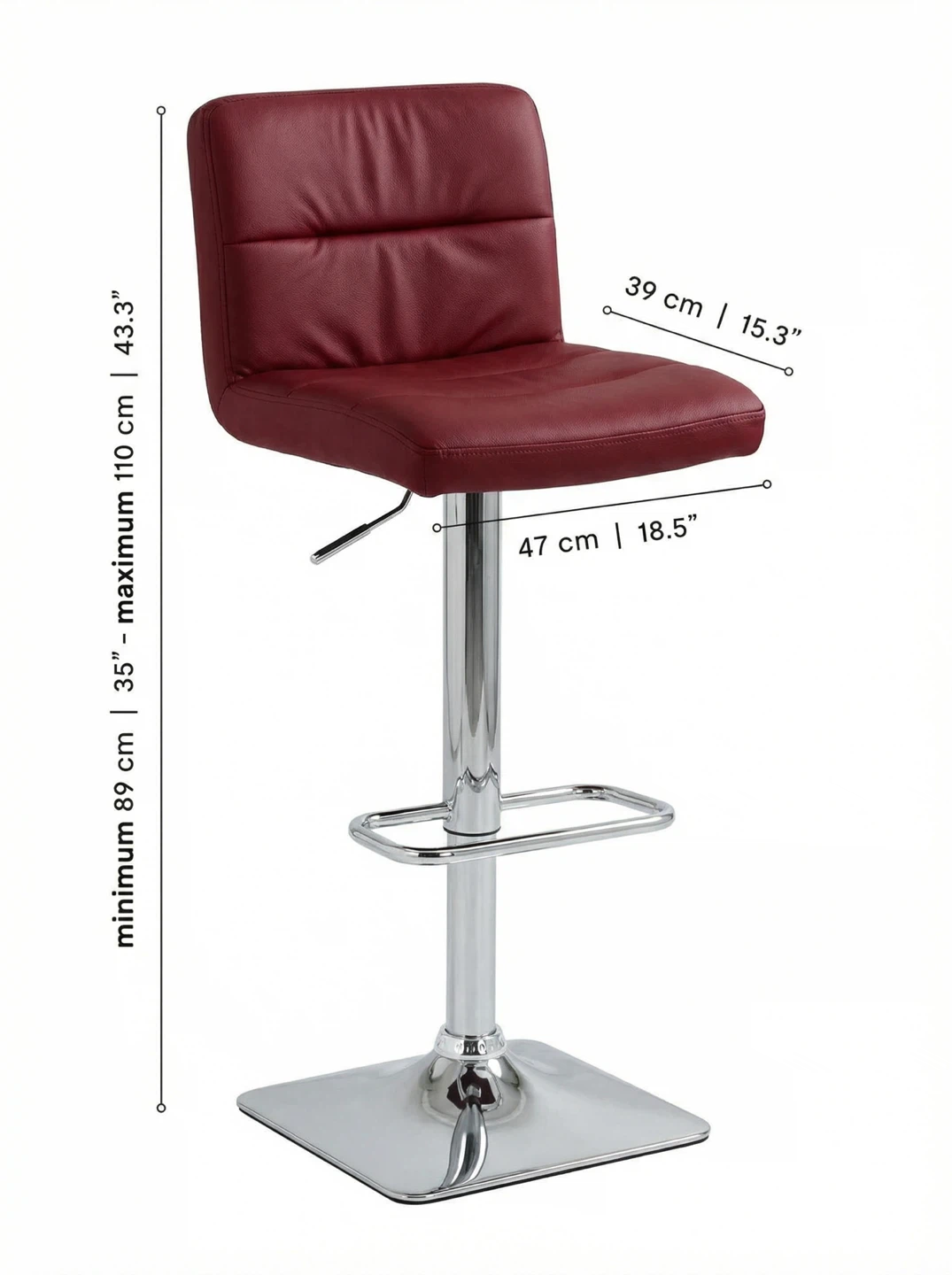 Two Brand New Adjustable Bar Stools - Dark Red - photo 3