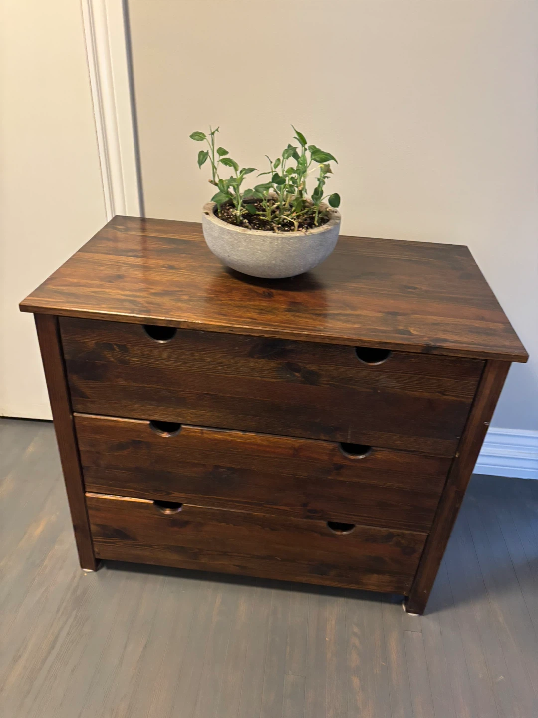 Dark Wood 3-Drawer Dresser