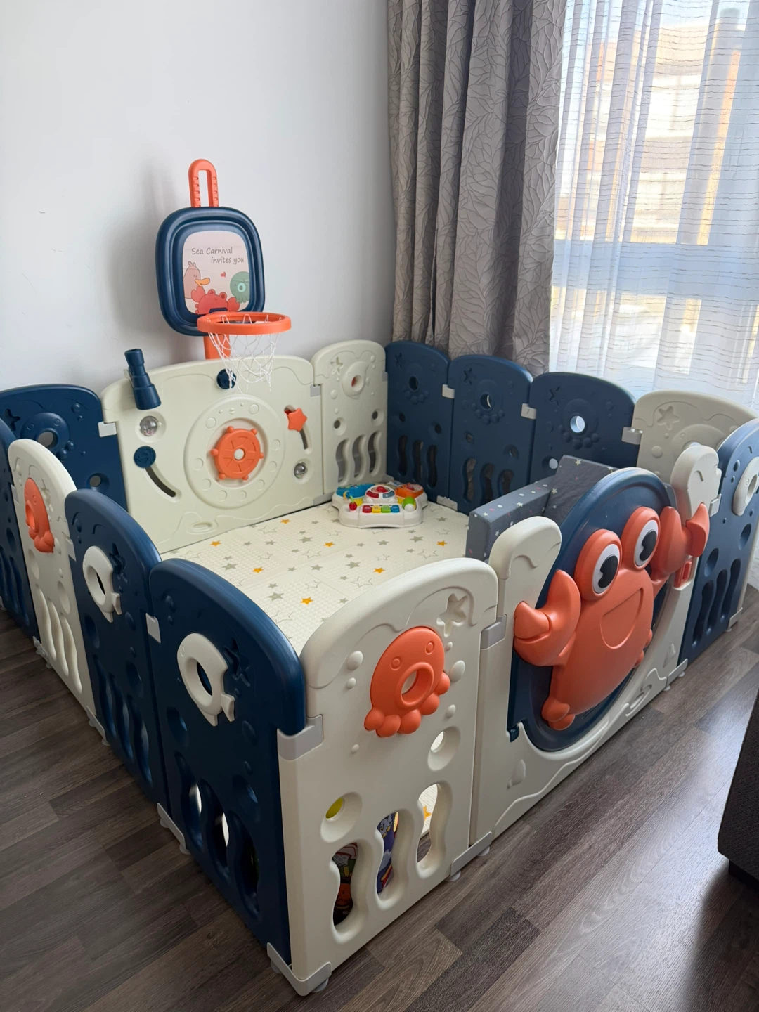 Kids Playpen with Basketball Hoop and Activity Panel - photo 2
