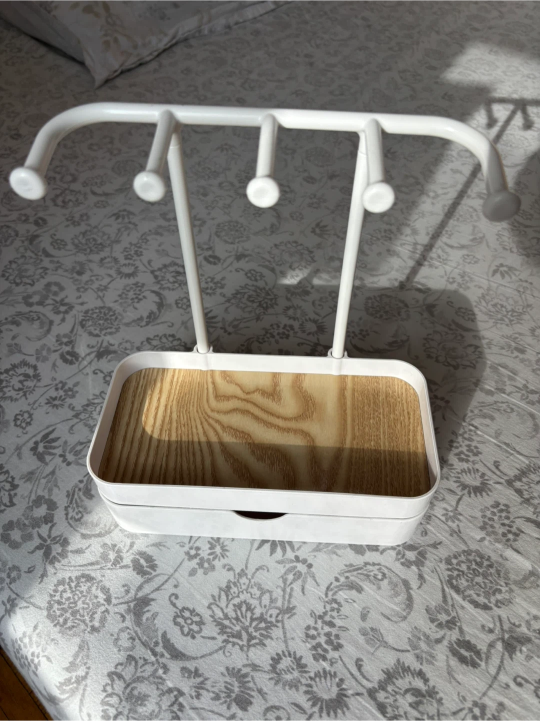 White & Wood Jewelry Organizer Stand with Drawer