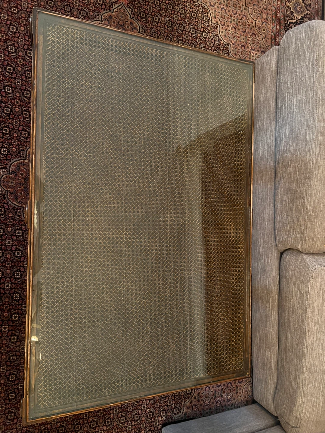 Vintage Glass Top Coffee Table with Wicker Detail - photo 2