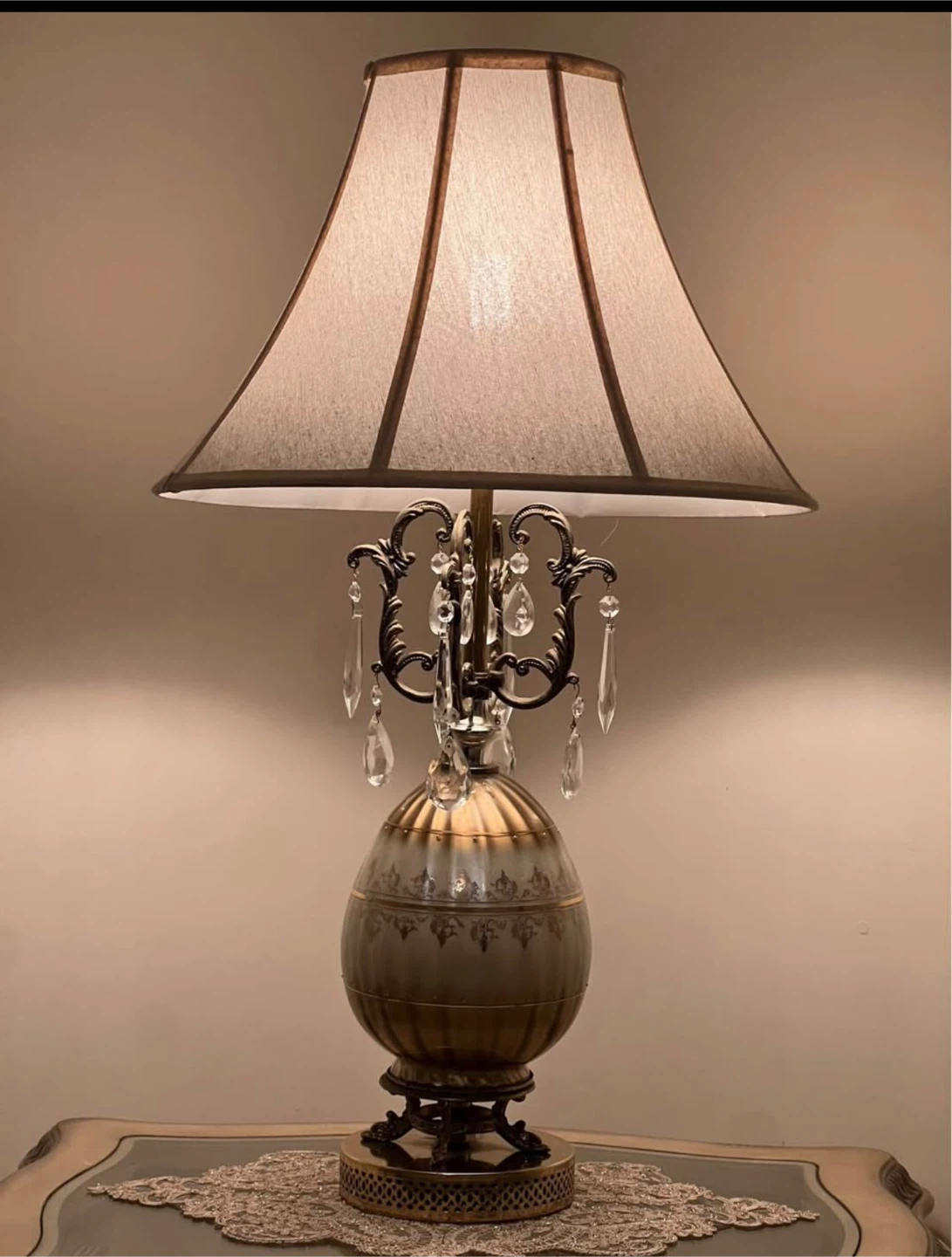Vintage Crystal Chandelier Table Lamp