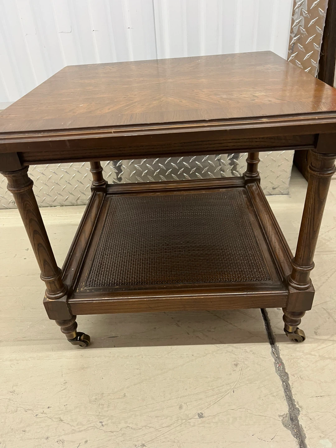 Wooden End Table with Shelf and Casters - photo 2