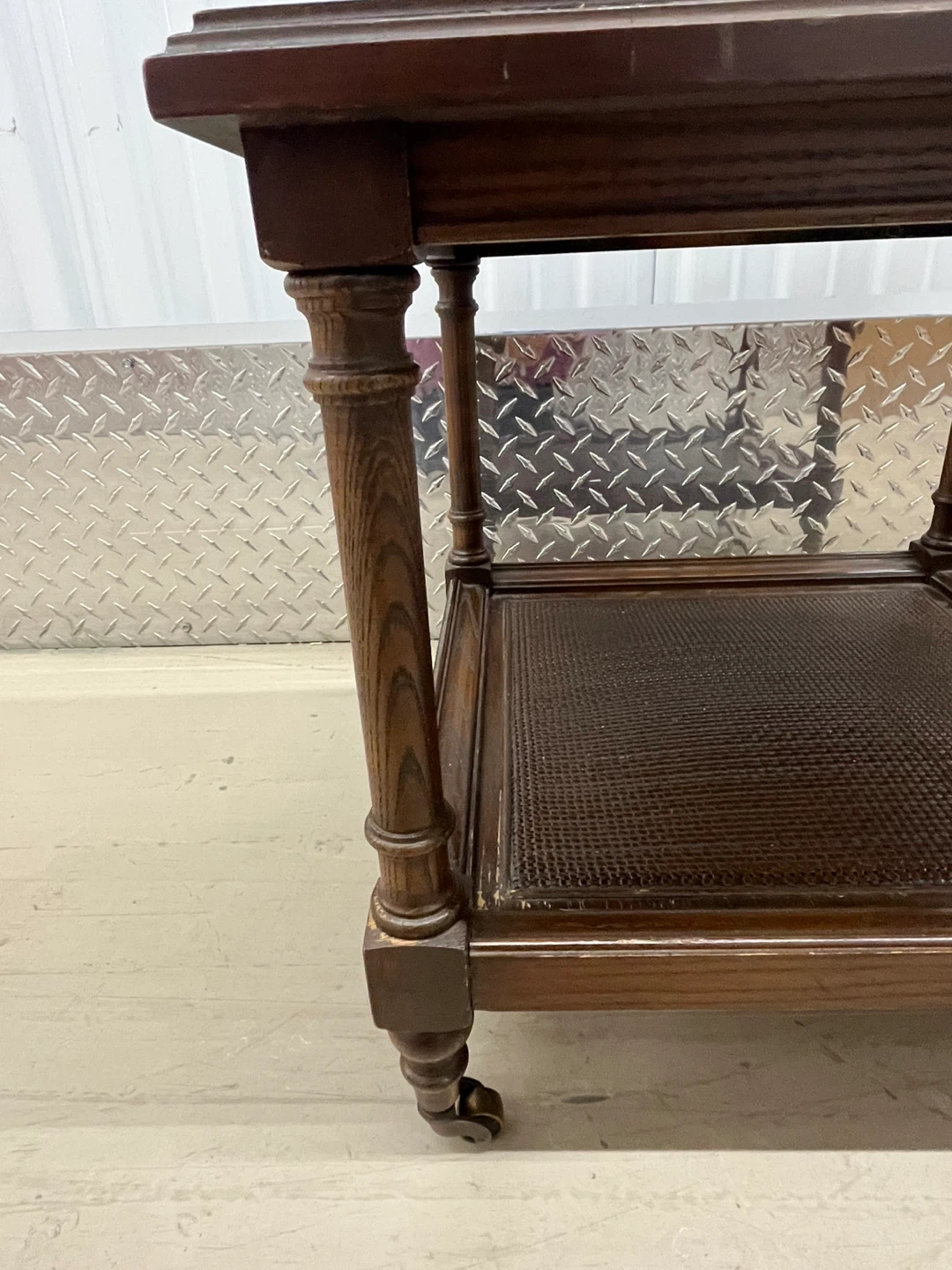 Wooden End Table with Shelf and Casters - photo 4