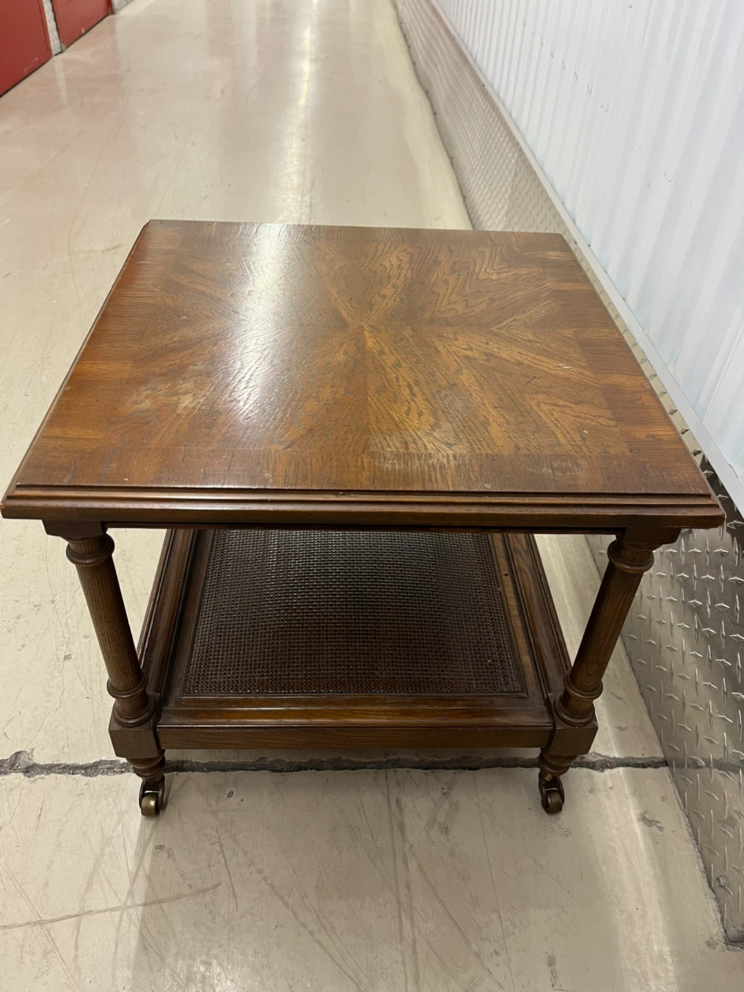 Wooden End Table with Shelf and Casters