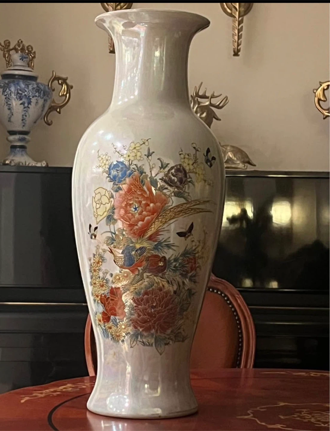 Decorative Vase with Bird and Flower Motif