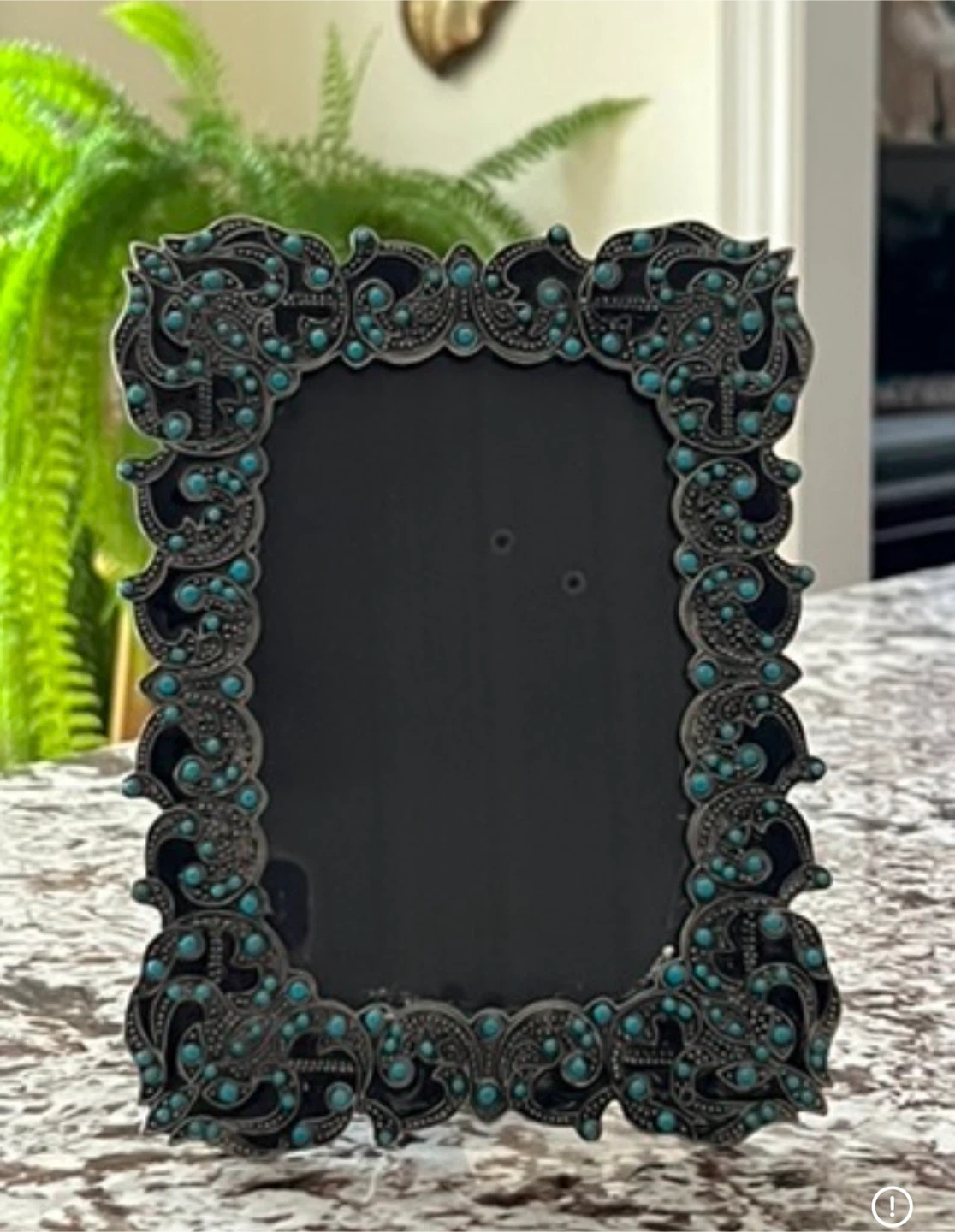 Ornate Turquoise and Black Photo Frame