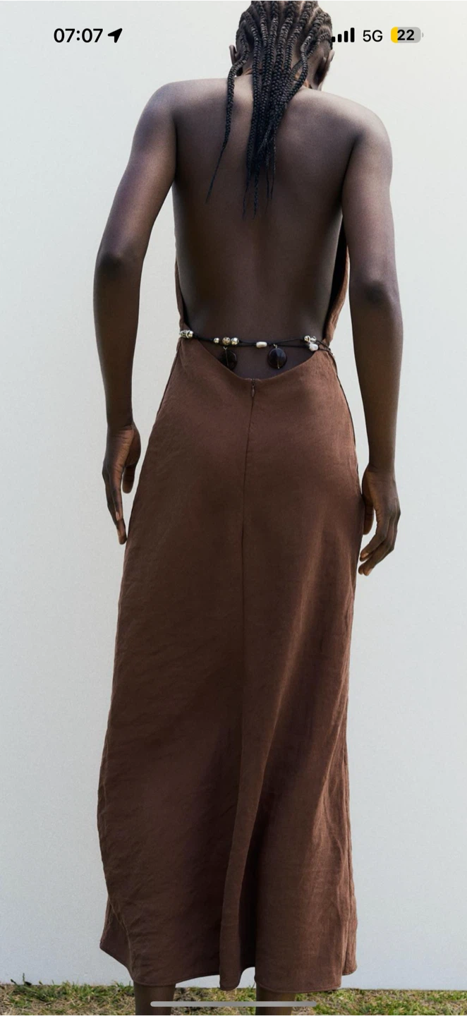 ZARABrown Linen Halter Maxi Dress ORIGINALLY $98 - photo 2